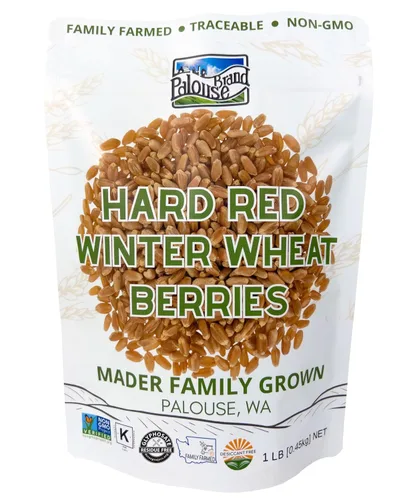 Palouse Brand Granos de trigo rojo duro de invierno certificados libres de residuos de glifosato | 1 libras | Cultivado por agricultura familiar en