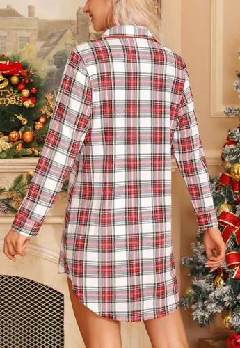 Miniatura 150 de Samring Camisón de pijama para mujer, manga corta/larga, con botones, camisón para dormir, camisón para novio, talla XXL