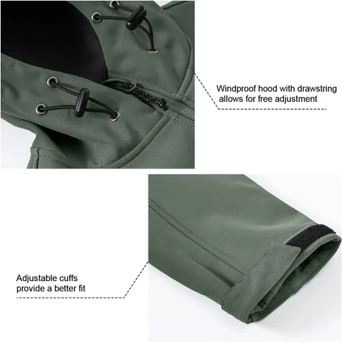 Miniatura 5 de Gopune Chaqueta de senderismo Softshell para hombre, con forro polar, impermeable, ligera, con capucha