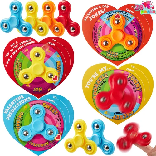 JOYIN 28 unidades de juguete antiestrés con tarjetas de regalo, juguete de dedo con spinner para niños, juguete de favor de fiesta para intercambio