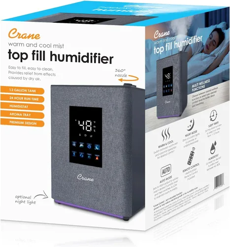Miniatura 7 de Crane Humidificador de niebla cálida y fría de 4.5L, humidificador ultrasónico de llenado superior para habitación grande, dormitorio, guardería
