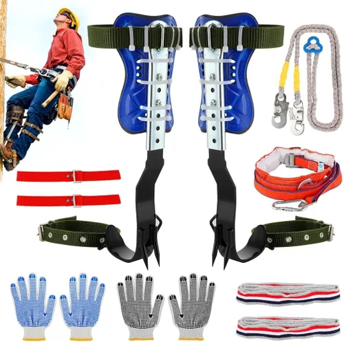 Homaisson Juego de picos de escalada de árboles, picos ajustables para trepar árboles, engranajes portátiles para trepar árboles con cinturón de