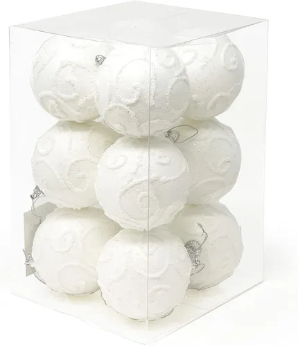 Miniatura 11 de Allgala Paquete de 12 bolas de adorno para árbol de Navidad de 3 pulgadas, bolas de espuma decoradas con purpurina, bolas de Navidad grandes, oro