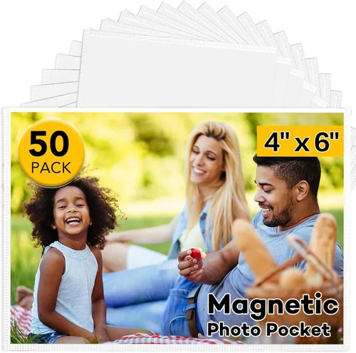YixangDD Paquete de 50 portarretratos magnéticos, marcos de fotos magnéticos de 4 x 6 pulgadas, marcos de fotos magnéticos para refrigerador, hogar,