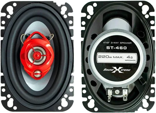 Miniatura 2 de Soundxtreme ST-460 4 x 6 pulgadas, 3 vías, 440 vatios, manejo de potencia máxima, altavoces coaxiales de audio para automóvil, clasificación CEA