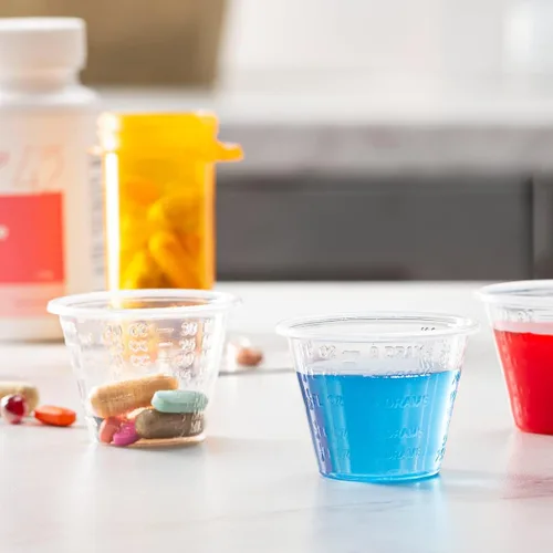 Miniatura 5 de GUSTO [300 unidades – 1 onza] Taza medidora de medicina desechable de plástico para medicina líquida, epoxi y píldoras, paquete anteriormente cómodo