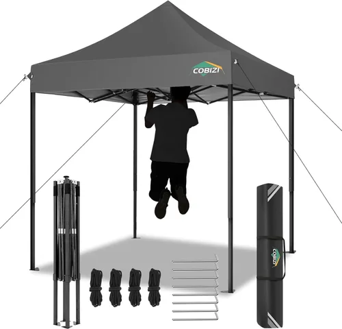 Miniatura 245 de COBIZI Tienda de campaña desplegable de 6.6 x 6.6 pies, toldo resistente, fácil de instalar, impermeable, para exteriores, fiestas, playa, jardín