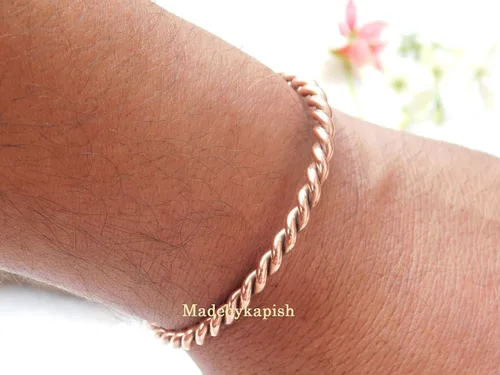 Miniatura 4 de Pulsera tensor hecha a mano de cobre puro 100% cobre, brazalete tensor de cobre, brazalete de cobre de la artritis, regalo de cumpleaños