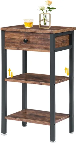 Miniatura 16 de VECELO Mesitas de noche modernas y versátiles con diseño en X, mesa auxiliar lateral con cesta de almacenamiento, mesita de noche con estante