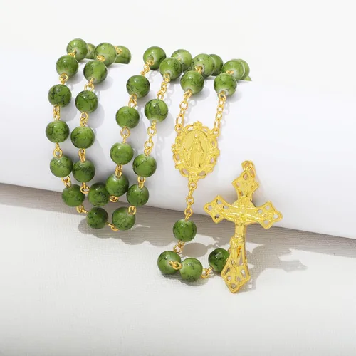 Miniatura 27 de KOMI Rosario de cuentas católicas para mujer, collar de cuentas de rosario con cruz de crucifijo, perlas de cristal, rosario, rosarios, católicos