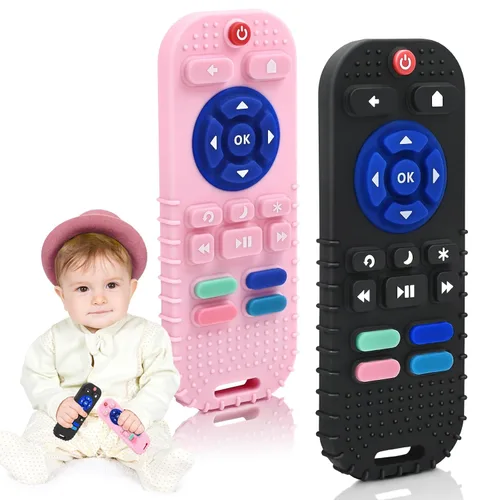 Miniatura 9 de Juguetes de dentición para bebés de 3 a 6 a 12 meses, mordedor sensorial de silicona, control remoto y controlador de juego, juguete de alivio