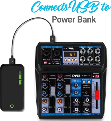 Miniatura 3 de Pyle Mezclador de audio profesional inalámbrico para DJ, 6 canales compatible con Bluetooth, controlador de DJ, mezclador de sonido con efectos DSP