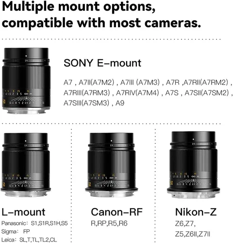 Miniatura 7 de TTArtisan Lente de cámara sin espejo F1.4 de 1.969 in F1.4 con gran apertura manual, montaje en L compatible con S1, S1R, S1H, S5, L, T, TL, TL2, CL