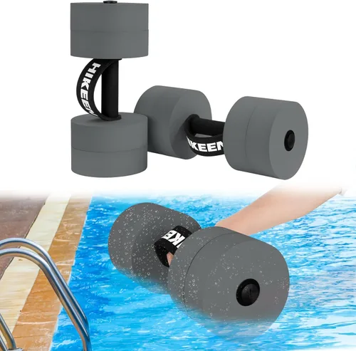 Miniatura 14 de Hikeen Mancuernas de ejercicio acuático con 4 pesas de espuma EVA de alta densidad para piscina, resistencia a la piscina, para aeróbic acuático