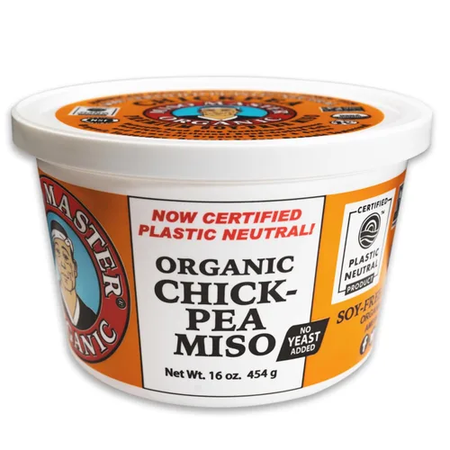 Miso Master Miso orgánico de garbanzos, sin soja, sin gluten, orgánico, sin OMG, vegano, kosher, pasta de miso blanca vegana, tubo de 16 onzas