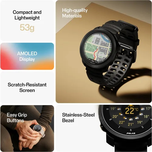 Miniatura 2 de Polar Vantage M3 – Multi-Sport Smartwatch with AMOLED Display, Dual-Frequency GPS, Turn-by-Turn Navigation, Up to 7-Day Battery Life Negro