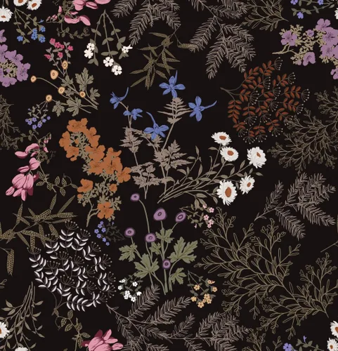Papel Tapiz de Despegar y Pegar Papel Tapiz Floral Negro Papel de Contacto de Hojas Florales Oscuras para Gabinete Vintage Autoadhesivo Removible