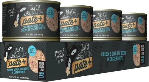 Miniatura 11 de Tiki Cat After Dark Pate+ huevo de pollo y codorniz, latas de 5.5 onzas (paquete de 8)