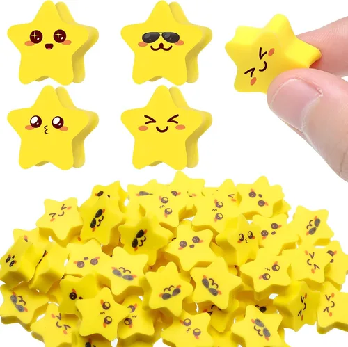 PerKoop 60 piezas de mini borradores de estrellas, lindos borradores de estrellas a granel para escuela, aula, estudiantes, recompensas, premios,