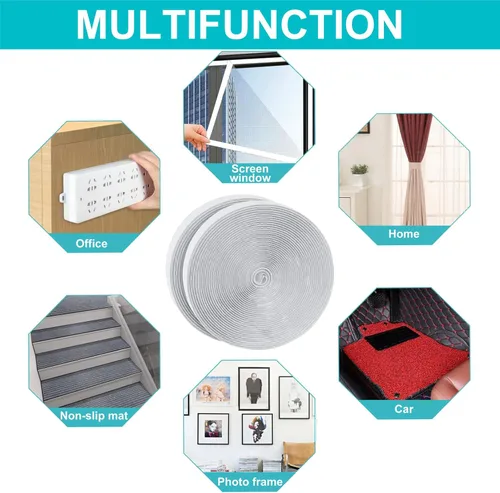 Miniatura 5 de Rollo de cinta de gancho y bucle de 20 pies x 1 pulgada con adhesivo resistente - Tiras de cinta de montaje de sujetadores con parte trasera