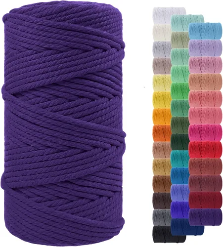 Miniatura 89 de Cuerda de macramé de 0.079 in para 219 yardas, cuerda de algodón natural para manualidades, hilo de cuerda de macramé de colores para colgar