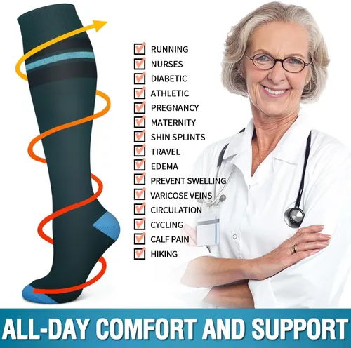 Miniatura 131 de 6 Pack Copper Compression Socks for Women and Men Circulation-Best Support for Medical, Running,Nursing,Athletic