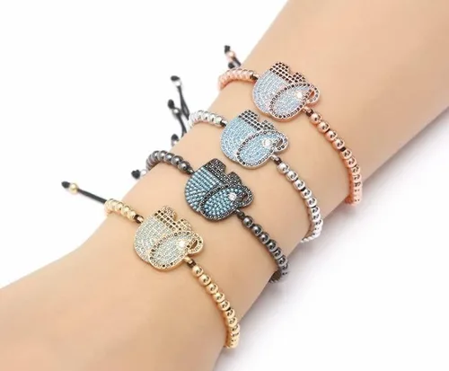 Miniatura 2 de HELLOMEIFJ - Pulsera de cuentas de cobre ajustable con dije de elefante Cg2 color dorado y plateado metal color 1
