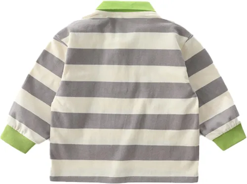 Miniatura 2 de Polo de manga larga para niños, camisas de rugby de manga larga con estampado de algodón, camiseta de otoño de algodón