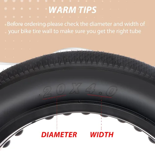 Miniatura 2 de MOHEGIA Fat Bike - Tubos interiores para bicicleta eléctrica de 20 x 3.0/20 x 4.0/26 x 3.0/26 x 4.0 pulgadas, goma butílica premium, válvula