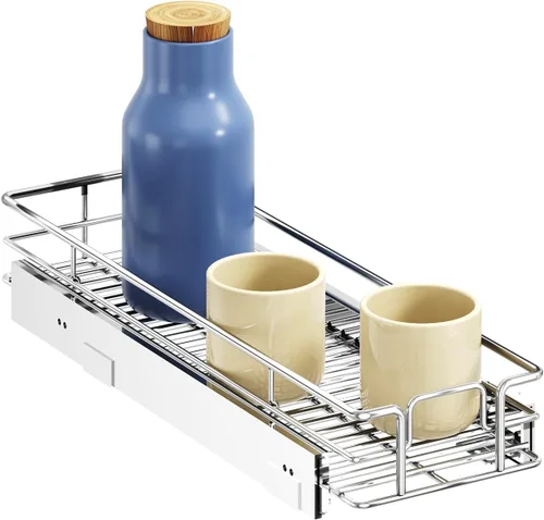 ROOMTEC Organizador de gabinete extraíble, 1 nivel negro, organizadores de gabinete de cocina, estantes deslizantes, resistente, 5.5 pulgadas de