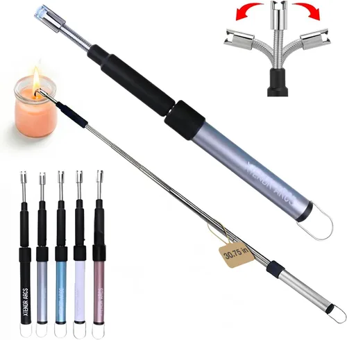Miniatura 10 de V2 Encendedor de arco extra largo extensible de 2.5 pies, estufa de chimenea sin llama, cuello largo para luz piloto, parrilla, hoguera, cocina