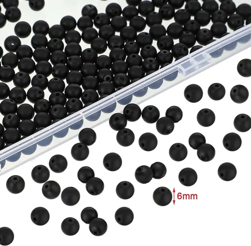 Miniatura 2 de Ecally 300 cuentas de ónice negro mate natural ágata negra cuentas redondas de ónice esmerilado cuentas sueltas para pulseras, collares, joyas