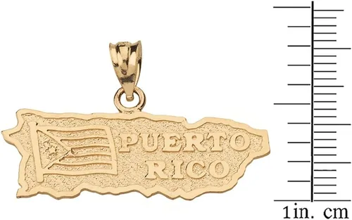 Miniatura 2 de Colgante de mapa estatal de Puerto Rico en oro amarillo de 10 k, Oro amarillo