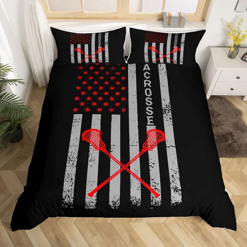 Miniatura 11 de Erosebridal Lacrosse - Funda de edredón para niños y niñas, juego de ropa de cama con temática de juegos deportivos, tamaño individual para adultos