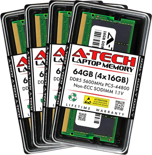 Miniatura 21 de A-Tech Kit de 16 GB (2 x 8 GB) DDR5 5600 MHz PC5-44800 CL46 SODIMM 1.1V sin ECC sin búfer SO-DIMM 262-Pin Computadora portátil Módulos