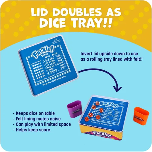 Miniatura 5 de El juego de dados Farkle Deluxe incluye 36 dados coloridos, 6 cubiletes, bandeja de lanzamiento y hojas de puntuación. El clásico juego de dados