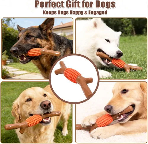 Miniatura 8 de SCHITEC Juguete masticable para perros para masticadores agresivos, palo de dentición de nailon grande y goma resistente con sabor a madera de arce