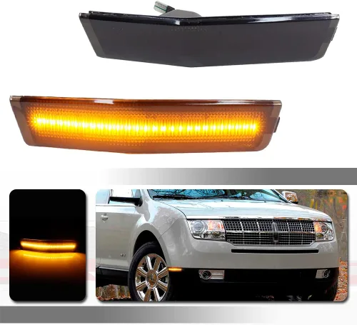 Miniatura 10 de Compatible con Lincoln MKX 2007 2008 2019 2010 Parachoques trasero y delantero marcador lateral ámbar/rojo carcasas 4ps