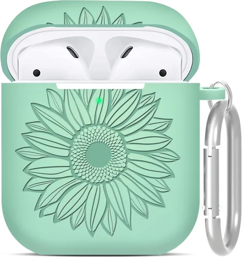Miniatura 9 de Funda protectora de silicona suave compatible con Apple AirPods de 2ª y 1ª generación con llavero (violeta ahumado)