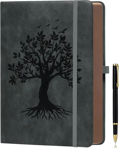 ZXHQ Cuadernos A5 de 360 páginas rayadas con bolígrafo, diarios para mujeres y hombres, cuaderno de escritura, diseño de árbol de la vida, borde
