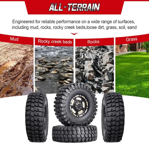 Miniatura 7 de HobbyPark Ruedas y neumáticos Beadlock de latón 1.0 para piezas de actualización TRX4M 1/18 SCX24 1/24 RC 1/18, juego de 4 (Tipo D)