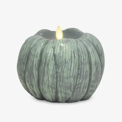 Miniatura 2 de Luminara Vela LED de llama móvil parpadeante sin llama con figura de calabaza (5.25 x 4.5 pulgadas), cera real suave sin perfume, función de tiempo