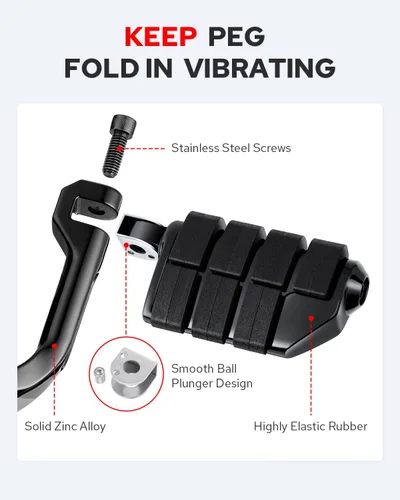 Miniatura 5 de Benlari Estriberas de Carretera de 1 pulgada 1-1/4 pulgadas Estriberas de Acero Inoxidable 304 Largas Anguladas Ajustables Compatibles con Harley