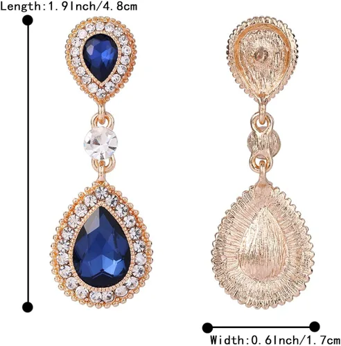 Miniatura 5 de BriLove 8 pendientes colgantes de cristal con forma de lágrima para mujer Cristal