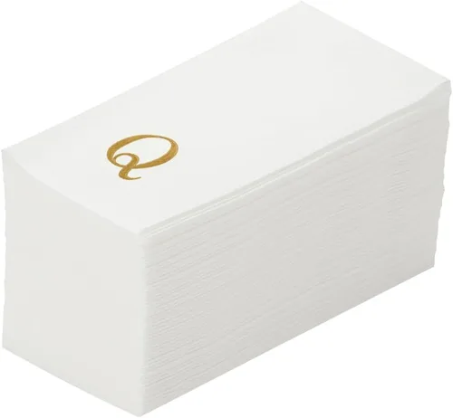 Miniatura 40 de Luxenap Toallas de invitados de tacto de lino de 15.8 X 7.9 pulgadas, 50 toallas de mano con letras - Letra dorada "S", fuente sans serif