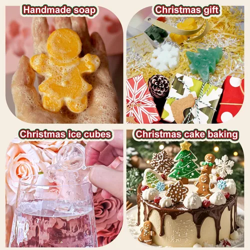 Miniatura 3 de 2 PCS Moldes de Silicona para Hornear de Navidad, Moldes de Silicona de Árbol de Navidad para Fiestas Navideñas, Moldes de Jabón y Dulces, Árbol