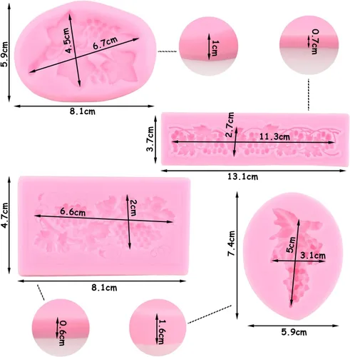 Miniatura 4 de ZiXiang Moldes de silicona para frutas, hojas de uva, molde de fondant para decoración de pasteles, decoración de cupcakes, caramelo de polímero