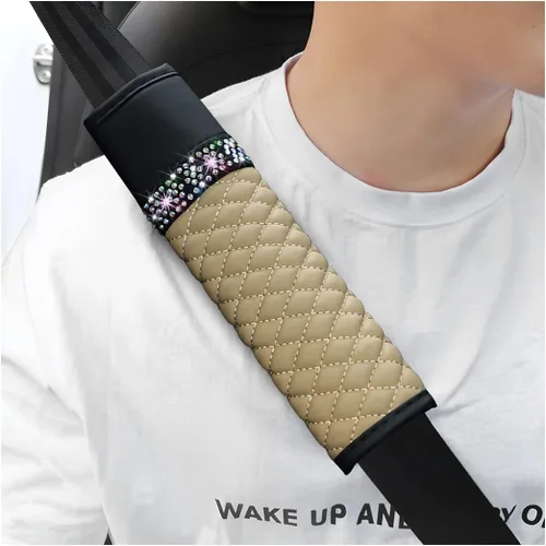 Miniatura 16 de zipelo 2 fundas para cinturón de seguridad de automóvil, almohadillas de cuero transpirable que protegen tu cuello, correas de arnés para una Negro