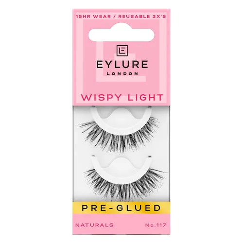 Pestañas postizas Eylure con pegamento incluido, Wispy Light No. 117 Wispy No.117