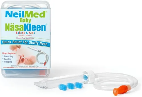 Miniatura 4 de NeilMed Baby NasaKleen Aspirador nasal oral con 49 filtros de higiene y un práctico estuche de viaje de almacenamiento